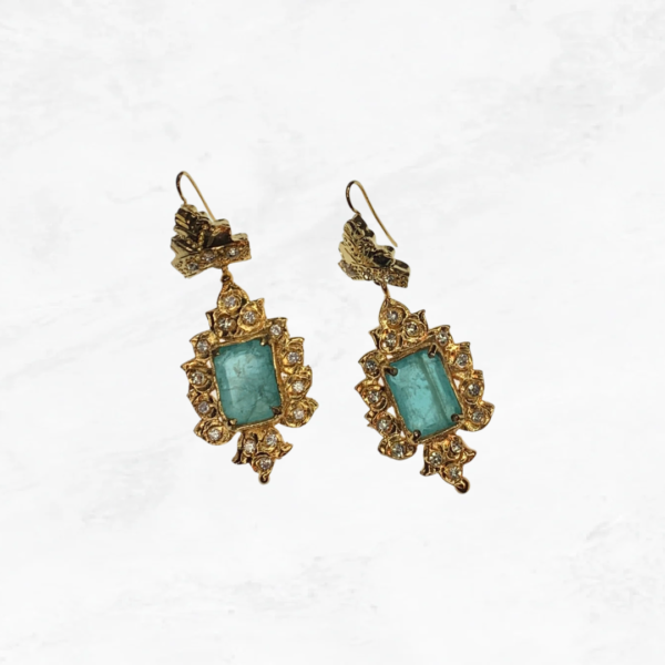 Handmade Choker Green Blue Turquoise Collier fabriqué main Paris Earrings Pendant Oreilles