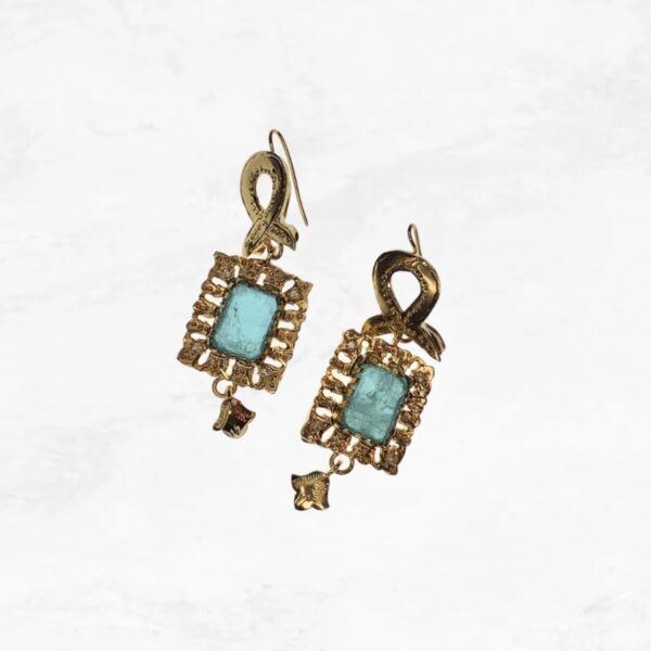 Handmade Choker Green Blue Turquoise Collier fabriqué main Paris Earrings Pendant Oreilles
