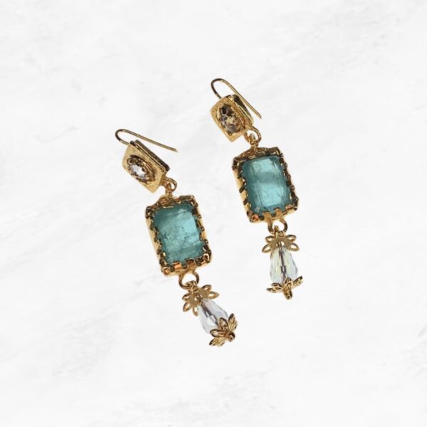 Handmade Choker Green Blue Turquoise Collier fabriqué main Paris Earrings Pendant Oreilles