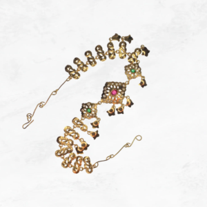 Bijoux de tête Fuchsia Vert Choker Collier Doré Or Gold Paris Handmade Fabriqué Main Caftan Marocain
